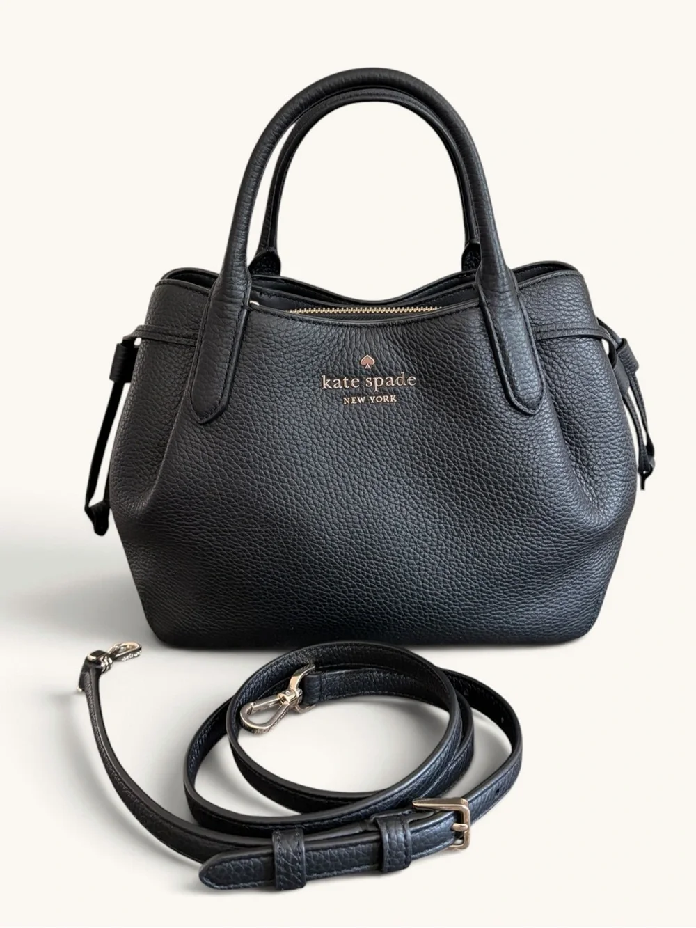 kate spade Black Dumpling Leather Satchel with Detachable Crossbody Strap